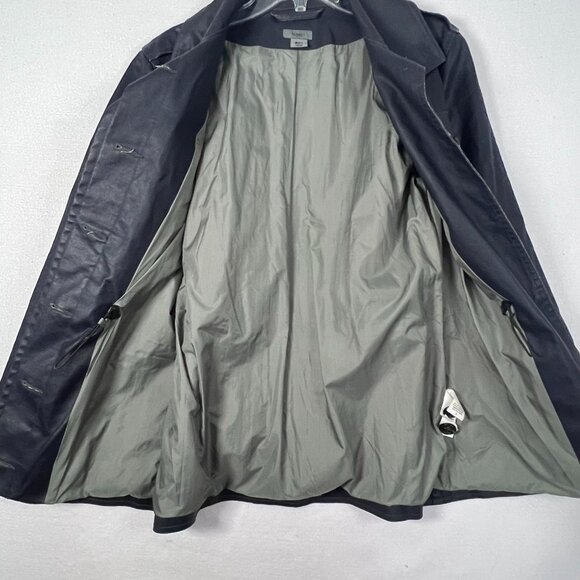 M0851 Womens Waxed Cotton Short Trench Rain Jacket Black Size 6 Classy Outerwear - Picture 6 of 16